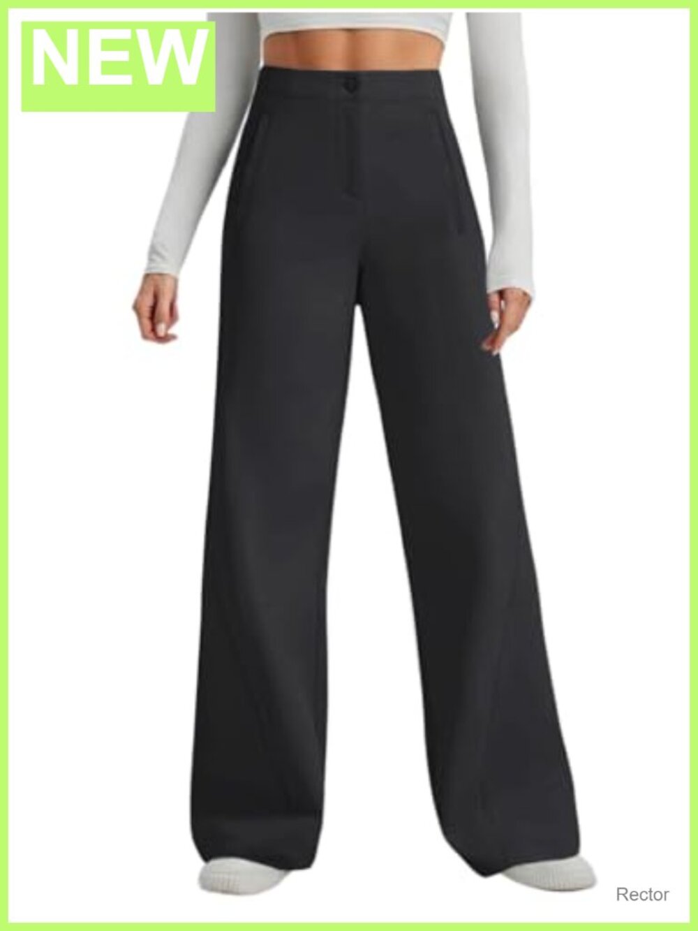 Womens Dress Pants 4-Way Stretch Pull-On High Waist Wide Leg Business Casual